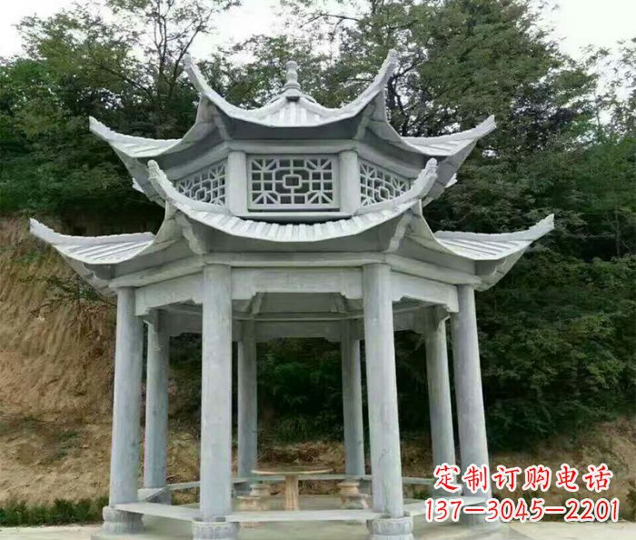 新乡园林双层凉亭石雕 (2)
