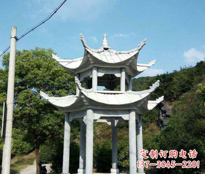 新乡园林双层凉亭石雕