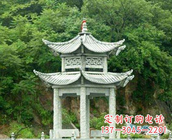 新乡园林双层六角石凉亭景观石雕