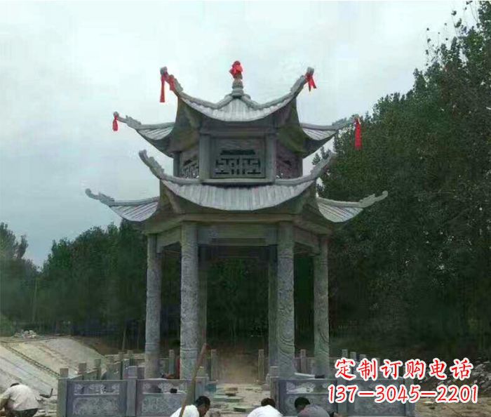 新乡园林双层凉亭石雕 (3)