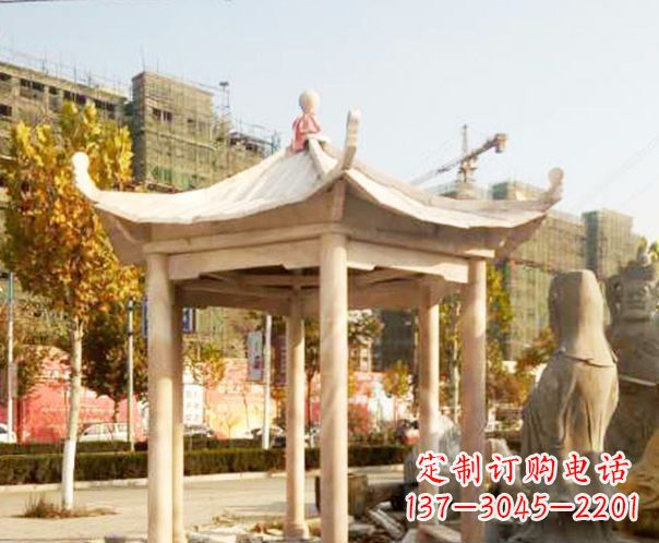 新乡园林晚霞红单层凉亭景观石雕