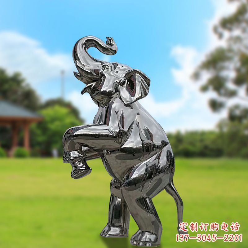 新乡站立的不锈钢小象雕塑
