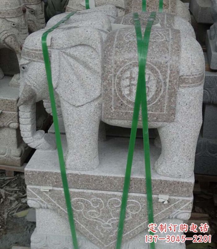 新乡招财进宝芝麻灰大象石雕 (4)
