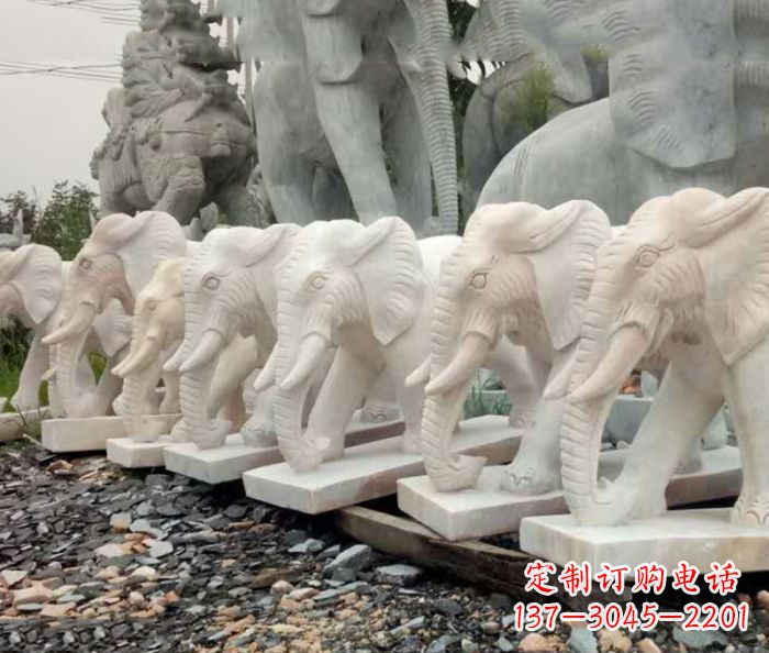 新乡招财晚霞红大象石雕 (3)