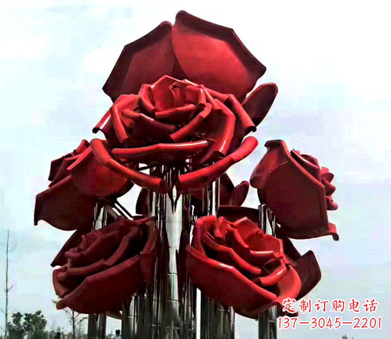 新乡大型不锈钢玫瑰花雕塑