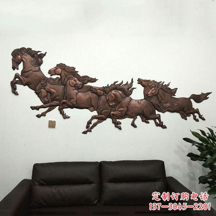 新乡紫铜马儿浮雕装饰画